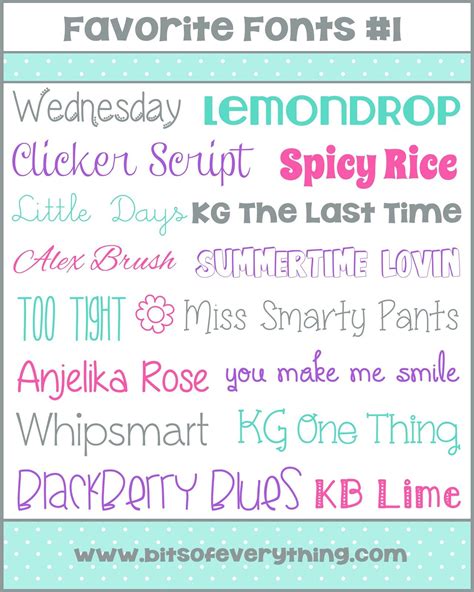 CUTE FONT COLLECTION #1 by Holly- Bits of Everything...Here are a few that I finding myself ...