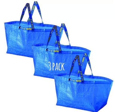 IKEA Shopping Bag Blue Large Sturdy Laundry Grocery - 3 Pack - FAST FREE SHIP!! | eBay
