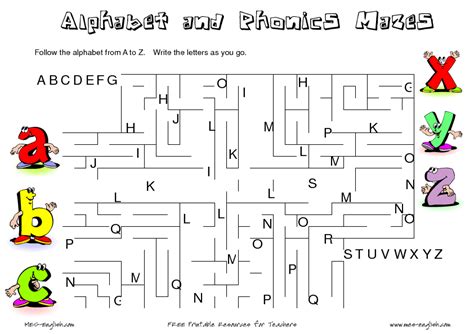 Alphabet Letter Maze Worksheets 8B9
