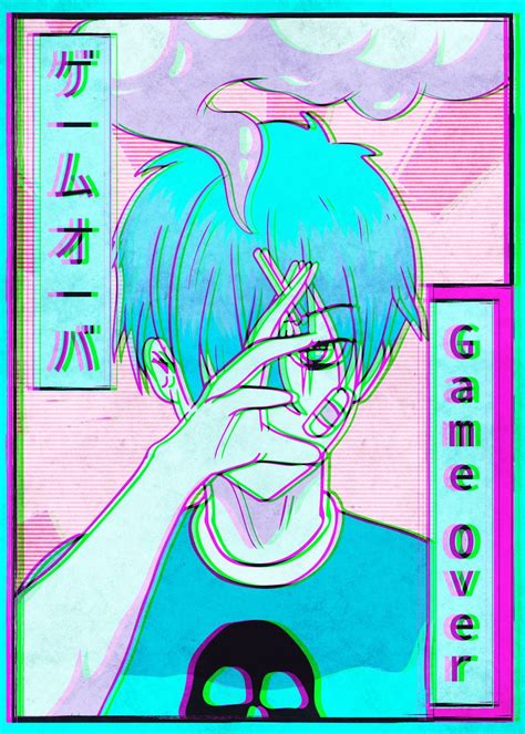 'Vaporwave Aesthetic Anime' Poster, picture, metal print, paint by AestheticAlex | Displate