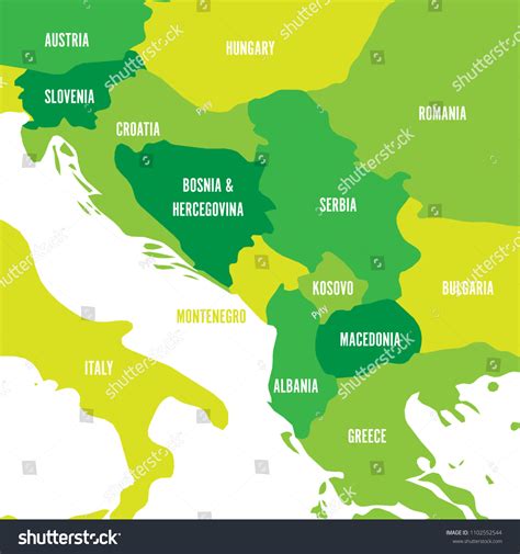 Political Map Balkans States Balkan Peninsula: เวกเตอร์สต็อก (ปลอดค่าลิขสิทธิ์) 1102552544 ...