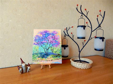 Jacaranda Tree Painting Original Art Blooming Tree Painting | Etsy