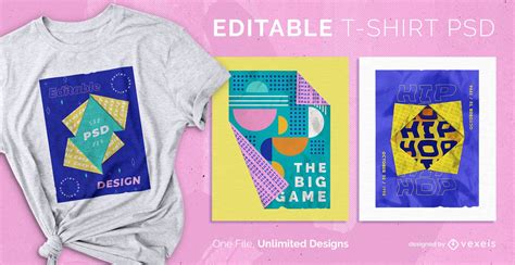 Origami T-shirt Design Psd PSD Editable Template