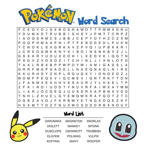 Pokemon Word Search Printable | Pokemon word search, Pokemon, Word search puzzles printables