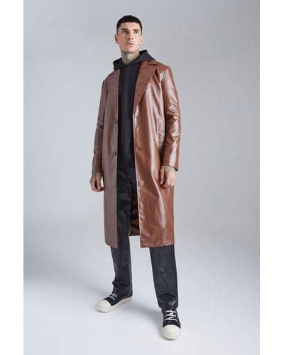 Brown BoohooMAN Coats for Men | Lyst