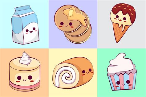 Kawaii Sweets with Faces Collection 830960 Vector Art at Vecteezy