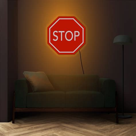 Stop Sign Decor Stop Sign Neon Stop Sign Art Acrylic Stop - Etsy