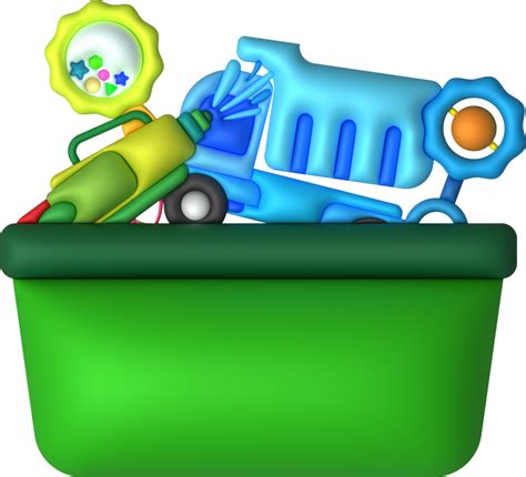 Kids toys box baby container with toyshop Water gun ,rattles ,piano keyboard set illustration ...