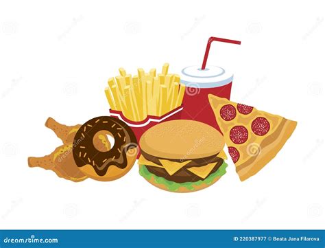 Pile of Junk Food Icon Vector Stock Vector - Illustration of element, background: 220387977