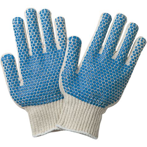 PVC Blue Dot Knit Gloves - Small