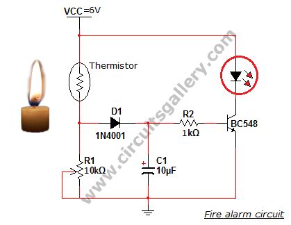 Simple Fire Alarm Circuit | Thermistor Circuit Diagram - Circuits Gallery
