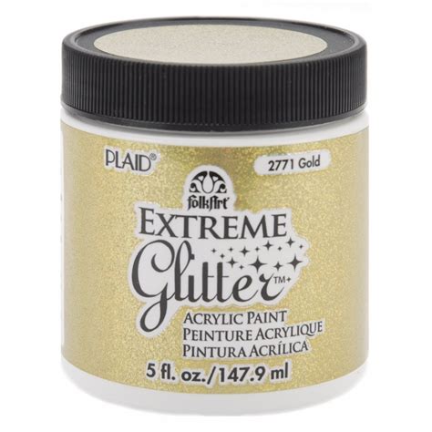 Folk Art Extreme Gold Glitter Acrylic Paint 148ml/5oz - Plaid from CraftyArts.co.uk UK