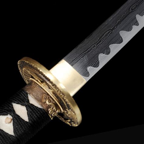Damascus Steel Katana | Handmade Japanese Katana Sword Damascus Steel With Black Scabbard ...