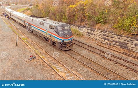 Amtrak Train Arriving Hudson New York Editorial Photography - Image of stop, steps: 163018382