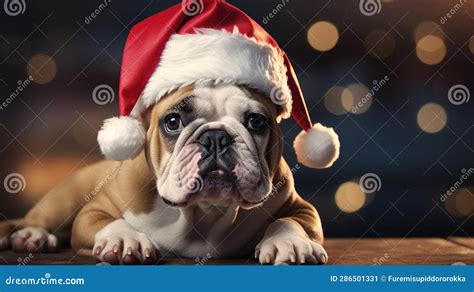 Santa S Little Helper Dog in a Santa Hat Stock Illustration ...