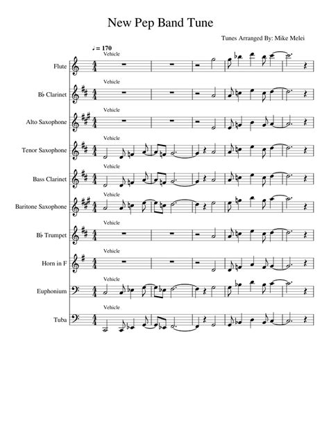 pep band packet Sheet music for Flute, Clarinet, Alto Saxophone, Tenor Saxophone | Download free ...