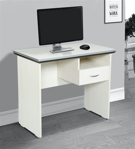 Buy Zircon Office Table with Single Drawer in Wenge & White Colour by ...