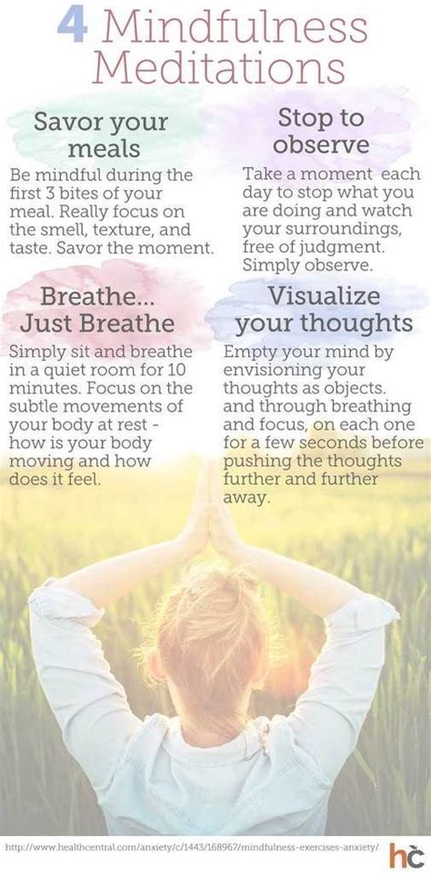 4 Easy Mindfulness Meditations To Remember: #INFOGRAPHIC Read the full infographic and health ...