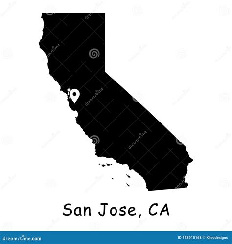 San Jose On California State Map. Detailed CA State Map With Location Pin On San Jose City ...