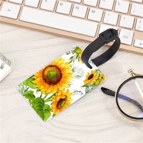 Pvc Sunflowers Pattern Luggage Id Tag Address Card Cute - Temu