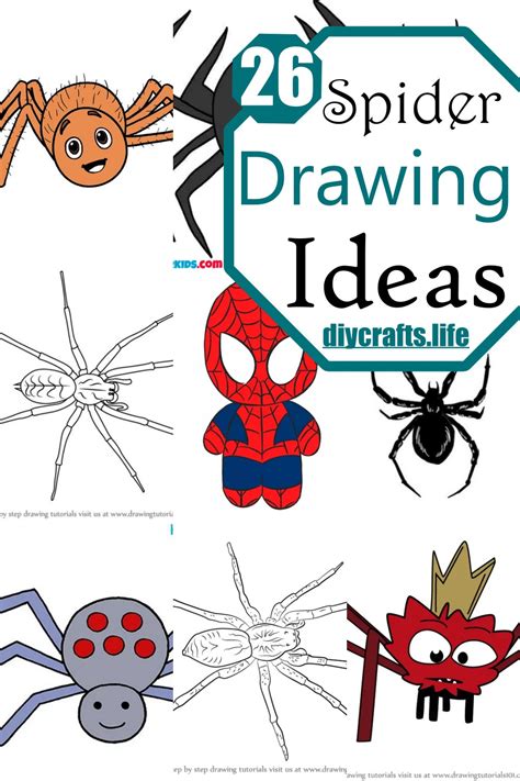 26 Spider Drawing Ideas - How To Draw Spider - DIY Crafts