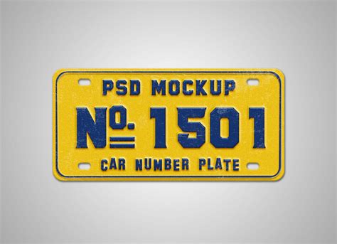 Free Car Number Plate Mockup (PSD)