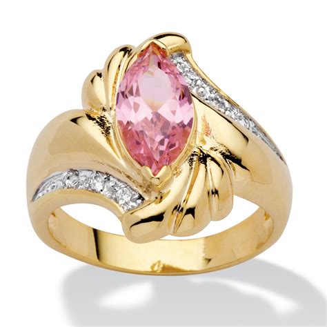 2.05 TCW Marquise-Cut Pink Cubic Zirconia Ring in Gold-Plated at PalmBeach Jewelry