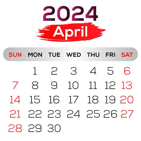 April 2024 Calendar In Simple Style Desing Vector, Calendar 2024, April ...