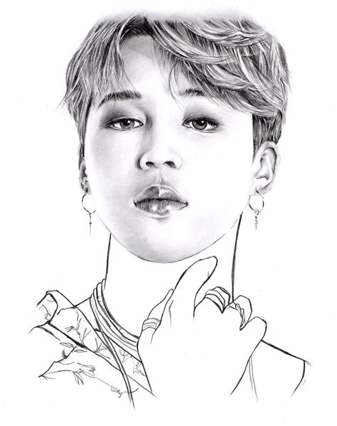 NAMIL ART: Pencil Portrait Drawing - BTS. Jimin (Pencil Illustration by You Art) 연필 인물 데생 드로잉 ...