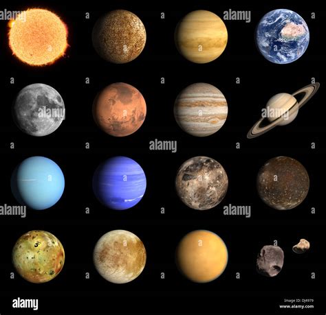 A rendered Image of the Planets and some Moons of our Solar System ...