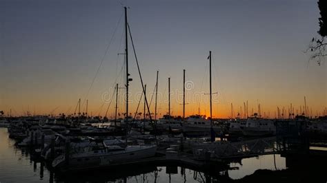 Sailboats Tethered at the Marina Dock at Sunset in San Diego California Stock Image - Image of ...