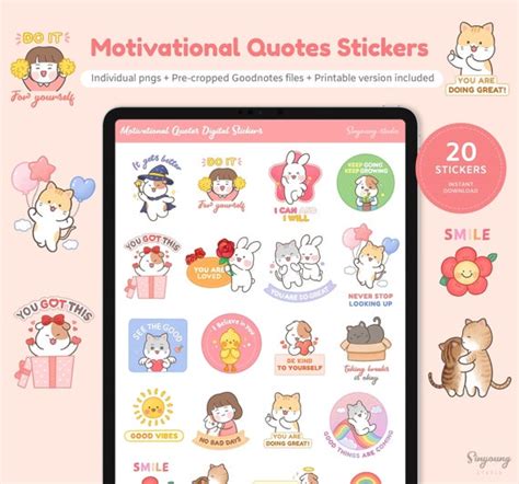 Cute Motivational Quotes Stickers for Digital Planner - Etsy