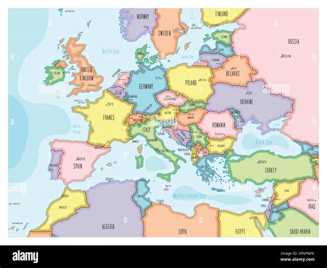 Continental Europe map - hand-drawn cartoon style Stock Vector Image ...