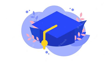 Premium Vector | A blue graduation cap sits on a blue background.