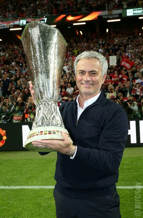 Man Utd manager Jose Mourinho with the UEFA Europa League trophy in May ...