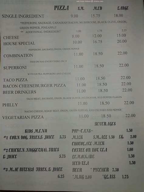 Menu at Wooden Nickel pub & bar, Circle