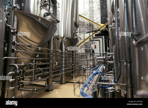 Interior of big modern brewery Stock Photo - Alamy