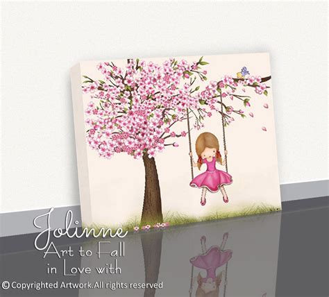 Cherry blossom tree Canvas Art for girls nursery girls room | Etsy