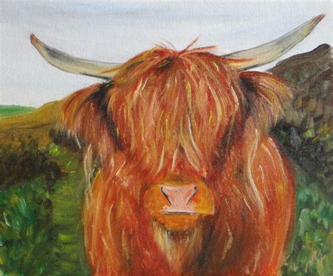 Oil Paintings by Maria J Jimenez : Highland Cow