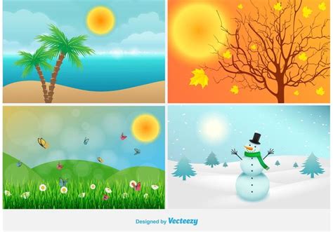 Four Seasons Landscape Illustrations 90451 Vector Art at Vecteezy