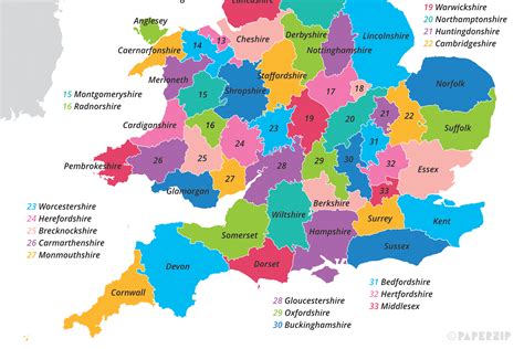 UK Map of Counties - PAPERZIP
