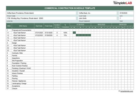 Residential Construction Schedule Template