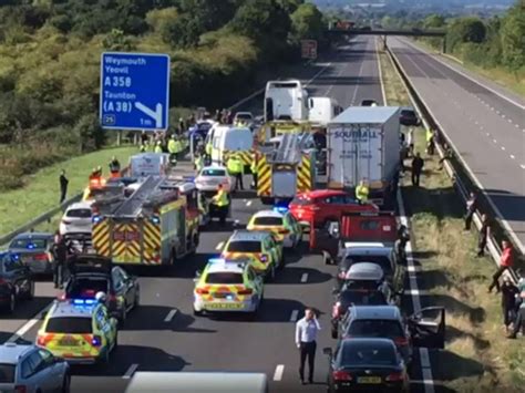 M5 crash: Motorway closed after two killed and four injured as lorry and cars collide | The ...