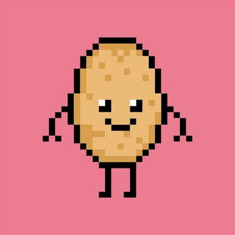 Premium Vector | Potato character in pixel art style