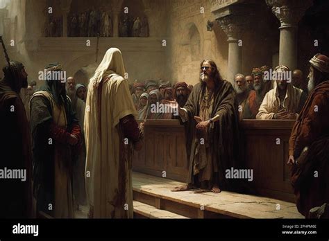 The trial of Jesus before Pontius Pilate. Way of the Cross. History from the bible. Easter ...