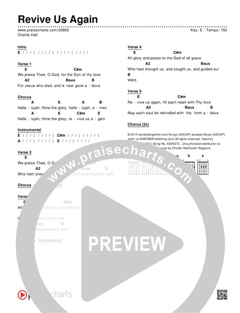 Revive Us Again Chords PDF (Charlie Hall) - PraiseCharts