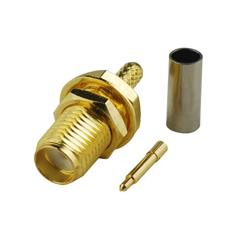 ALLiAHOP 5Pcs SMA Female Jack Center Nut Bulkhead Crimp RG174 RG316 LMR100 RF Connector Straight ...