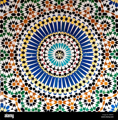 Mosaic, Kasbah Telouet, Morocco: the colorful geometric patterns of Stock Photo: 125895460 - Alamy