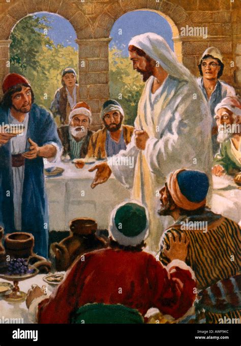 Jesus At The Wedding Feast Turns Water Into Wine Painting By Henry Stock Photo: 9465339 - Alamy