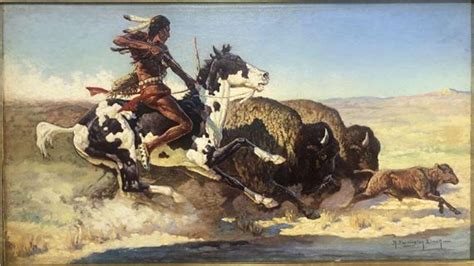 Native American Indians Buffalo Hunting On Horseback John Innes Postcard Topics Cultures ...